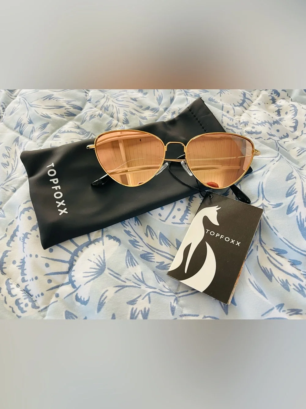 TOPFOXX FELINA ROSE GOLD FRAME MIRROR LENS CATEYE WOMENS SUNGLASSES NEW!